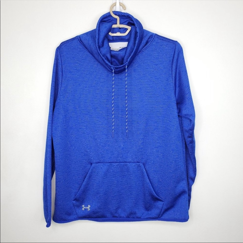 Under Armour Loose Blue With Gray Pinstriping Kangaroo Pocket Sweatshirt, L